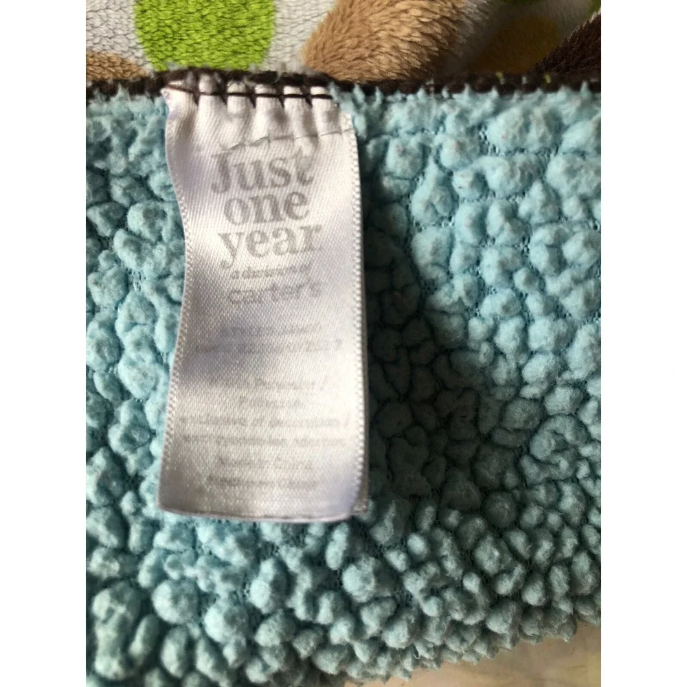 Just‎ One Year Baby Blanket blue green Polka Dots Elephant Bird Blue Sherpa